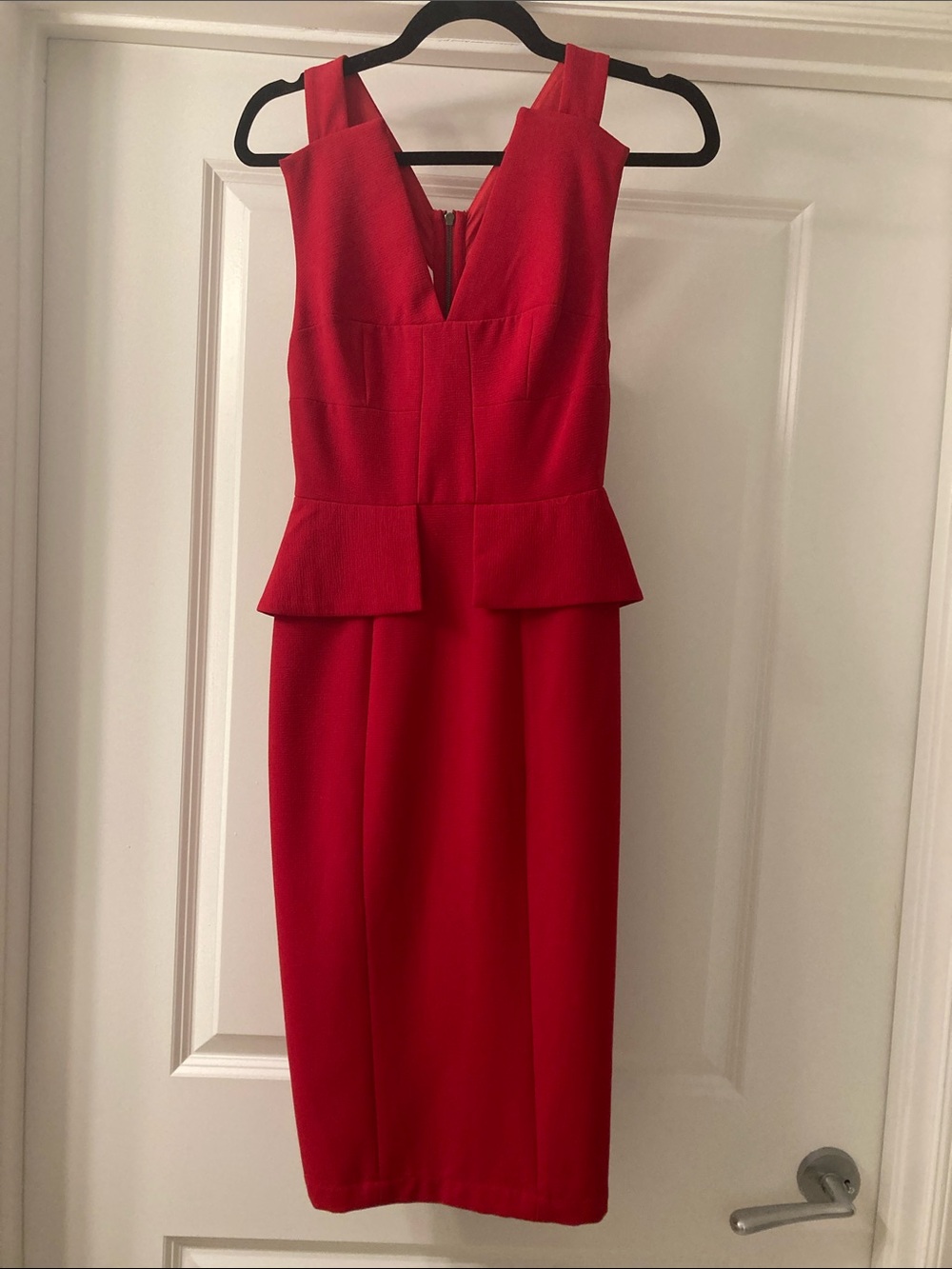 BCBGMaxAzria Red Peplum Midi Dress